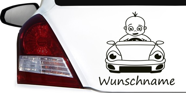 Preview: Babyaufkleber Junge am Steuer