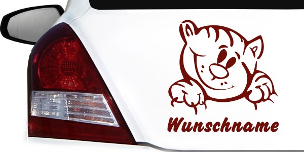 Preview: Babyaufkleber Katze mit Wunschnamen