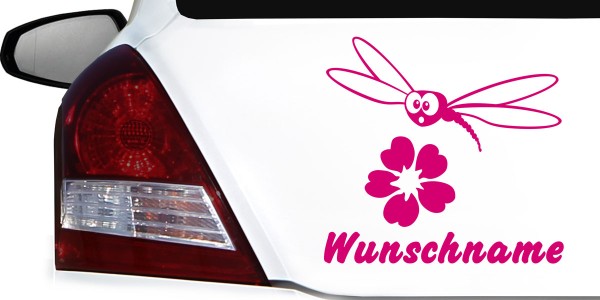 Autoaufkleber Libelle mit Wunschnamen