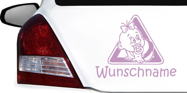 Babyaufkleber mit Namen und Mädchen mit Schnuller
