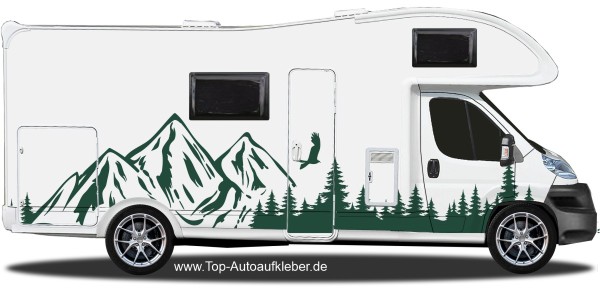 Aufkleber mit Wald, Bergen und Adler fürs Wohnmobil