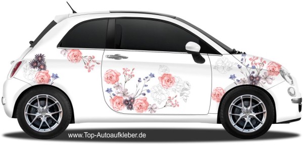 Preview: Autoaufkleber Blüten Set | Frei platzierbares Blumen Set