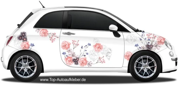 Autoaufkleber Blüten Set - Blumenaufkleber als XXL Set für das Fahrzeug