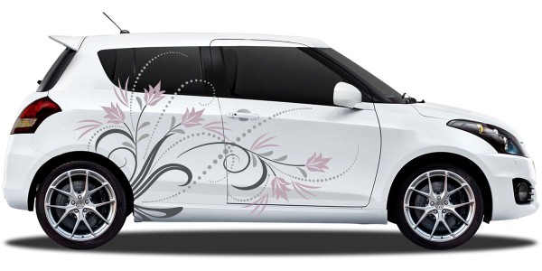 Preview: Autoaufkleber Blumenornamente | Set für beide Fahrzeugseiten
