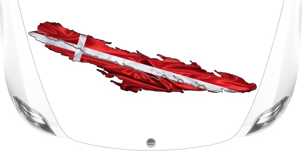 Preview: Dänemark Fahne Wohnmobil Aufkleber auf heller Motorhaube