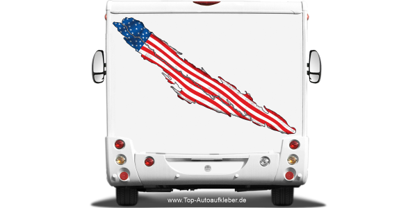 Camper Aufkleber Fahne der USA auf dem Heck