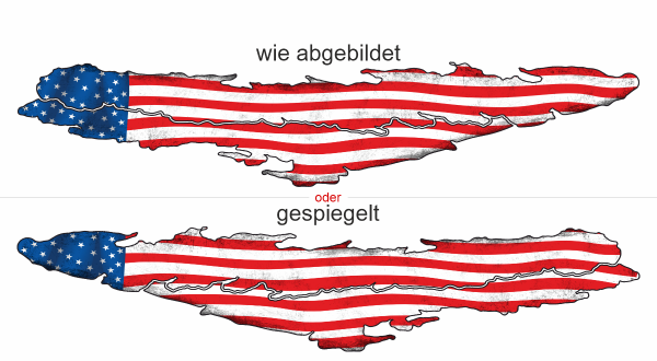 Camper Aufkleber Fahne der USA - Ansicht Ausrichtung