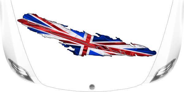 Preview: England Fahne Wohnmobil Aufkleber auf heller Motorhaube