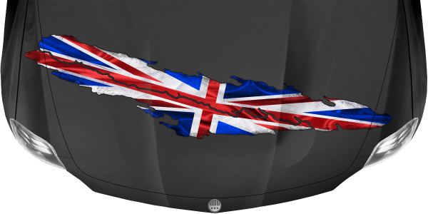 Preview: England Fahne Wohnmobil Aufkleber auf dunkler Motorhaube