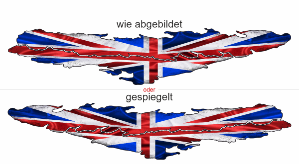 Preview: England Fahne Wohnmobil Aufkleber - Ansicht Ausrichtung