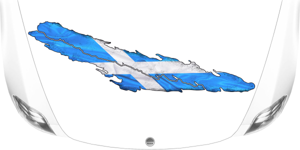 Preview: Schottland Fahne Wohnmobil Aufkleber auf heller Motorhaube