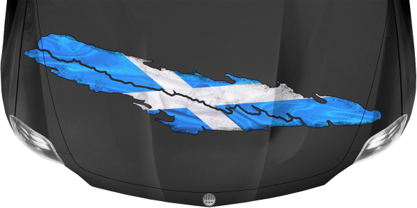 Preview: Schottland Fahne Wohnmobil Aufkleber auf dunkler Motorhaube