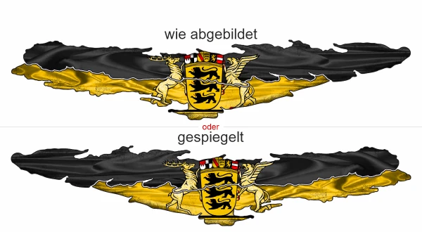 Aufkleber Fahne von Baden-Württemberg - Ansicht Ausrichtung