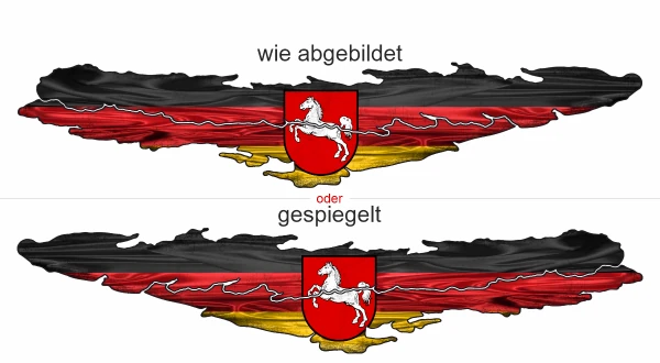 Die Flagge von Niedersachsen zum Aufkleben - Ansicht Ausrichtung