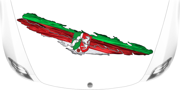 Preview: Camper Aufkleber Fahne von Nordrhein-Westfalen Preview: Die Flagge von Nordrhein-Westfalen zum Aufkleben auf heller Motorhaube