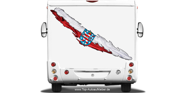 Die Flagge von Thüringen auf dem Heck