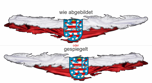 Preview: Camper Aufkleber Fahne von Thüringen Preview: Die Flagge von Thüringen - Ansicht Ausrichtung