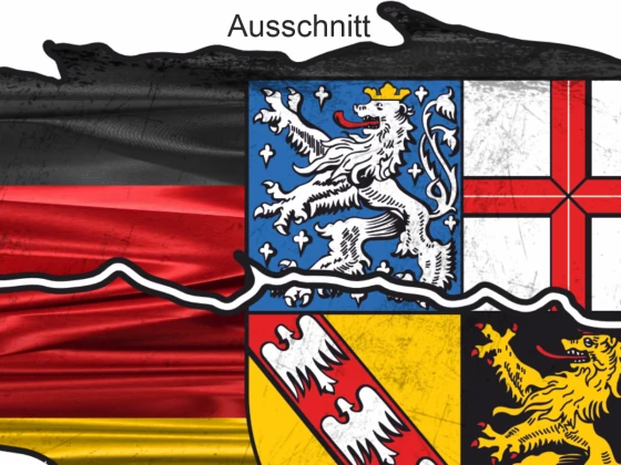 Die Saarländische Flagge als Aufkleber - Ansicht Ausschnitt