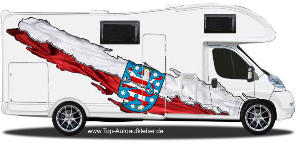 Camper Aufkleber Flagge von Thüringen auf Fahrzeugseite von Wohnmobil