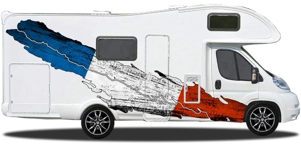Camper Aufkleber Trikolore Frankreich | Set für beide Fahrzeugseiten