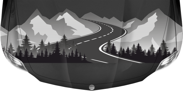 Preview: Camper Dekor Bergmassiv mit Alpenstraße Preview: Camper Dekor Bergmassiv mit Alpenstraße