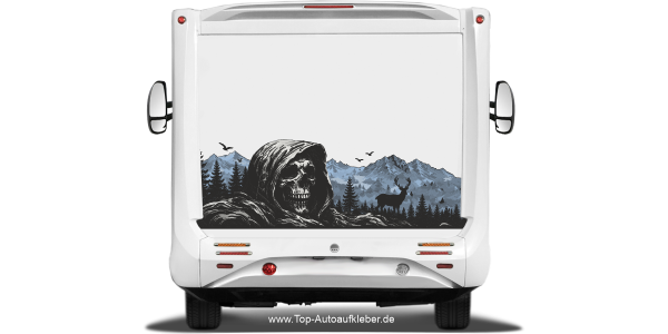 Preview: Camper Dekor Bergmassiv mit Totenschädel