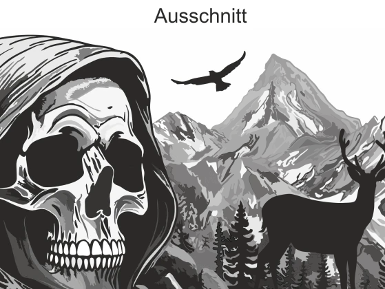 Camper Dekor Bergmassiv mit Totenschädel