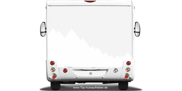 Preview: Camper Sticker Geometrische Bergkette Preview: Camper Sticker Geometrische Bergkette auf hellem Heck - Ansicht Farbauswahl