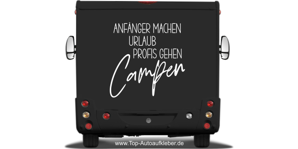 Preview: Camperaufkleber Anfänger machen Urlaub Preview: Camperaufkleber Anfänger machen Urlaub auf dunklem Heck - Ansicht Farbauswahl