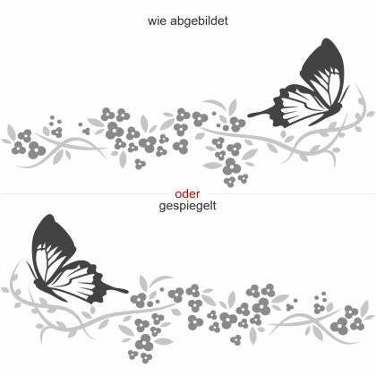 Camperaufkleber Blütenzauber und Schmetterling | Ansicht Ausrichtung