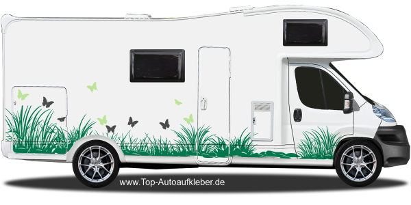 Preview: Camperaufkleber Gräser und Schmetterlinge | Set für beide Fahrzeugseiten Preview: Camperaufkleber Gräser und Schmetterlinge | Set für beide Fahrzeugseiten