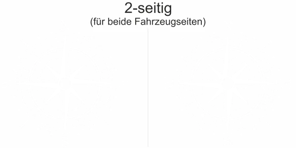 Camperaufkleber Kompass | Set für beide Fahrzeugseiten  - Ansicht Ausrichtung und Farbauswahl