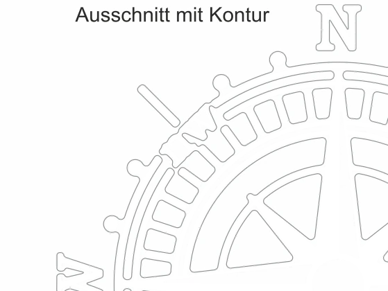 Camperaufkleber Kompass mit weißer Kontur - Ansicht Ausschnitt und Farbauswahl