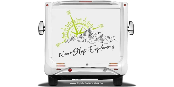 Camperaufkleber Never stop Exporing