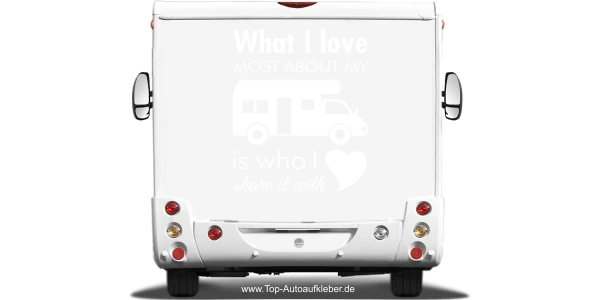 Camperaufkleber What I love auf hellem Heck - Ansicht Farbauswahl