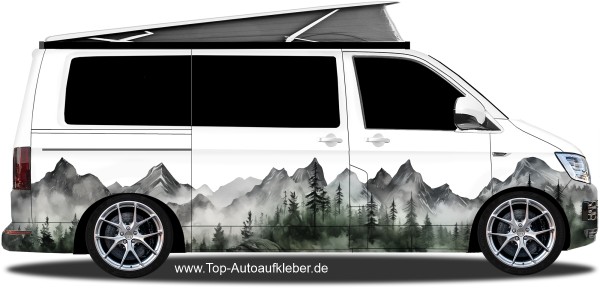 Preview: Campervan Aufkleber Nebel Berge | Set für beide Fahrzeugseiten Preview: Campervan Aufkleber Nebel Berge | Set für beide Fahrzeugseiten