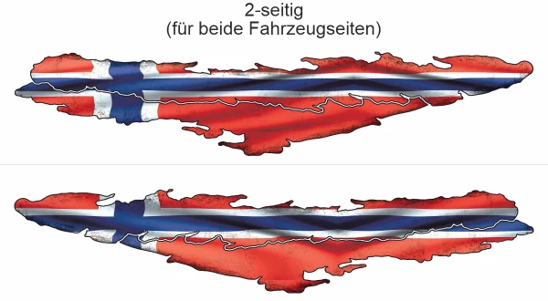 Caravandekor Flagge von Norwegen - Ansicht zweiseitig für beide Fahrzeugseiten