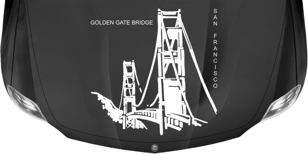 Wohnmobilaufkleber Golden Gate Bridge auf dunkler Motorhaube - Ansicht Farbauswahl