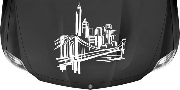 Wohnmobilaufkleber Skyline New York auf dunkler Motorhaube - Ansicht Farbauswahl