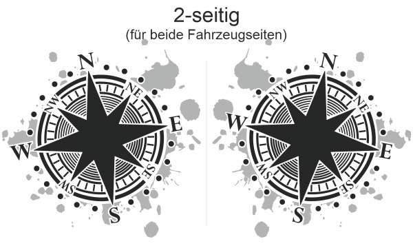 Preview: Bunter Autoaufkleber Kompass | Set für beide Fahrzeugseiten Preview: Bunter Autoaufkleber Kompass | Set für beide Fahrzeugseiten