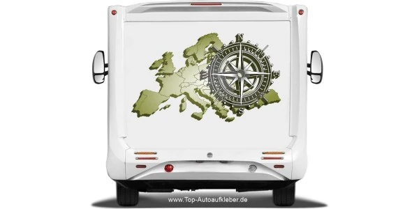 Europa Wohnmobilaufkleber mit Kompass