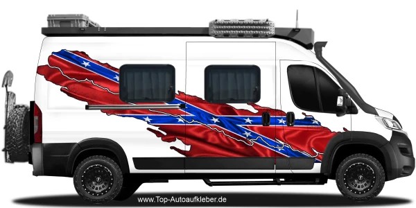 Autoaufkleber Die Flagge der Konföderierten Staaten von Amerika auf Fahrzeugseite von Camper