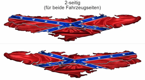 Autoaufkleber Die Flagge der Konföderierten Staaten von Amerika - Ansicht zweiseitig für beide Fahrzeugseiten