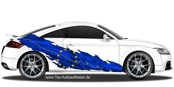 Autoaufkleber die europäische Flagge auf Fahrzeugseite von PKW