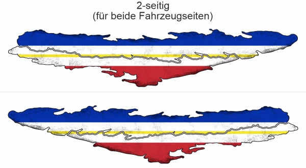 Flagge Mecklenburg Vorpommern - Ansicht zweiseitig für beide Fahrzeugseiten