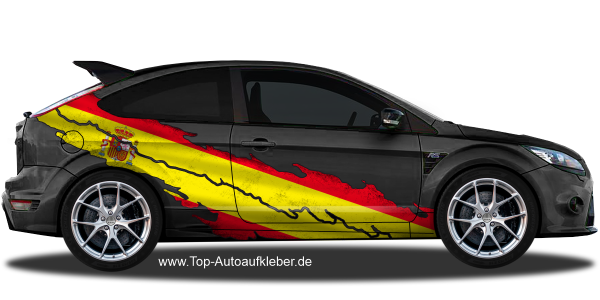 Preview: Auto Aufkleber Flagge Spanien | Set für beide Fahrzeugseiten Preview: Auto Aufkleber Flagge Spanien | Set für beide Fahrzeugseiten