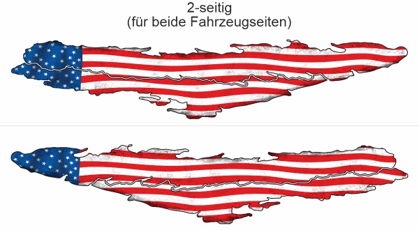 Autosticker Flagge USA - Ansicht zweiseitig für beide Fahrzeugseiten