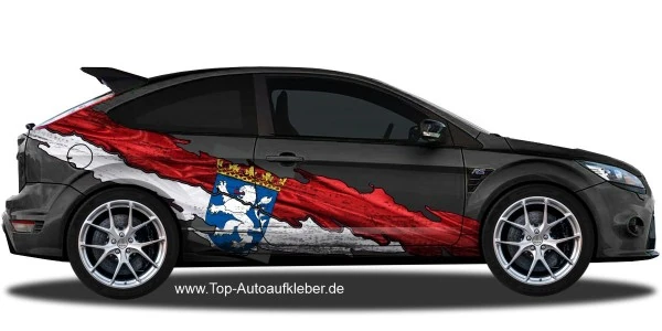 Flagge von Hessen als Autoaufkleber | Set für beide Fahrzeugseiten