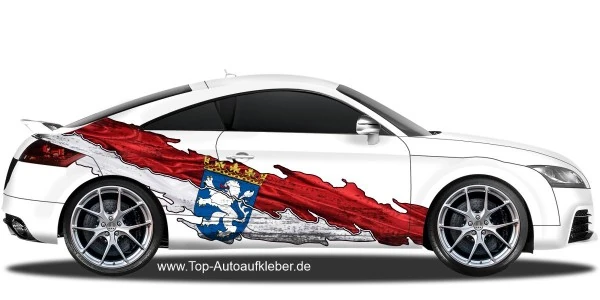 Die Hessische Flagge als Aufkleber für beide Seiten des Autos