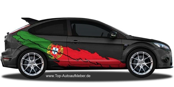 Flagge von Portugal als Aufkleber | Set für beide Fahrzeugseiten